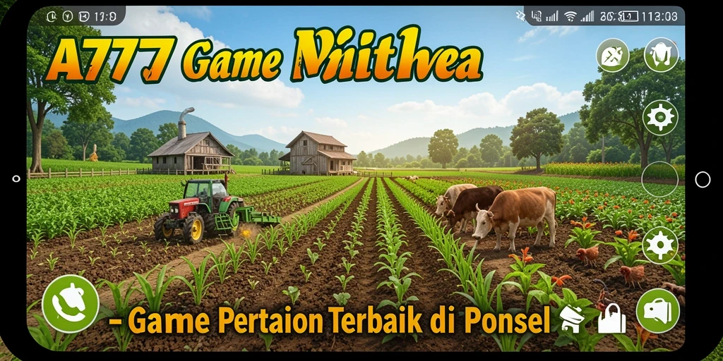 Tampilan gameplay A7777 yang menampilkan aktivitas pertanian yang seru.