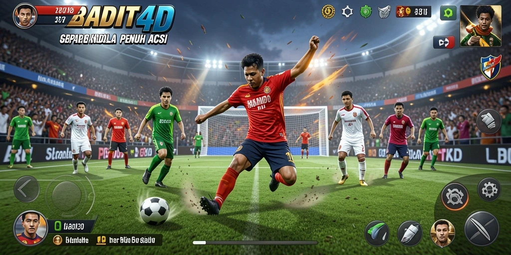 Screenshot BANDIT4D menunjukkan aksi intens di lapangan sepak bola.