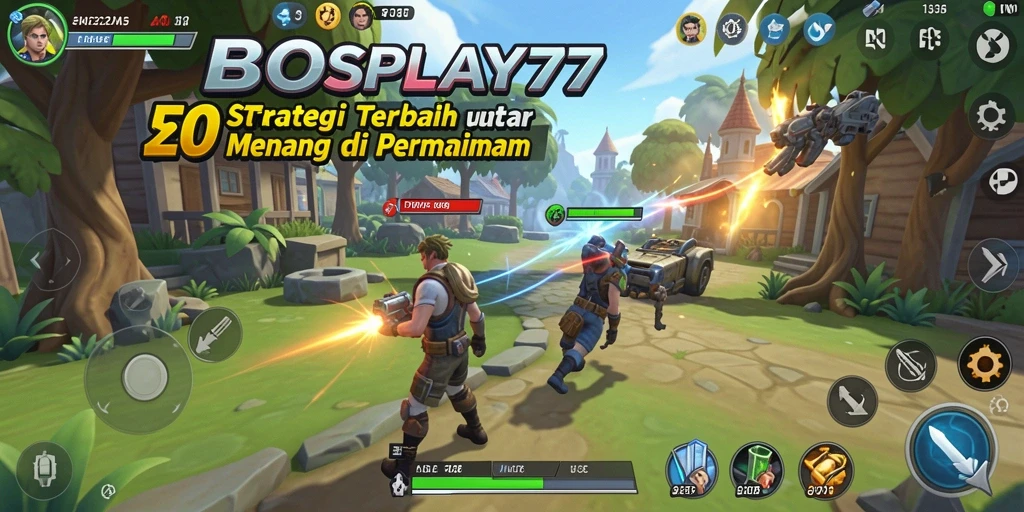 Screenshot utama BOSPLAY77 menampilkan pertempuran strategi yang intens.