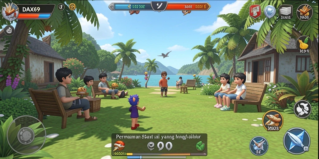Tangkapan layar gameplay DAX69 yang penuh warna dan menarik.