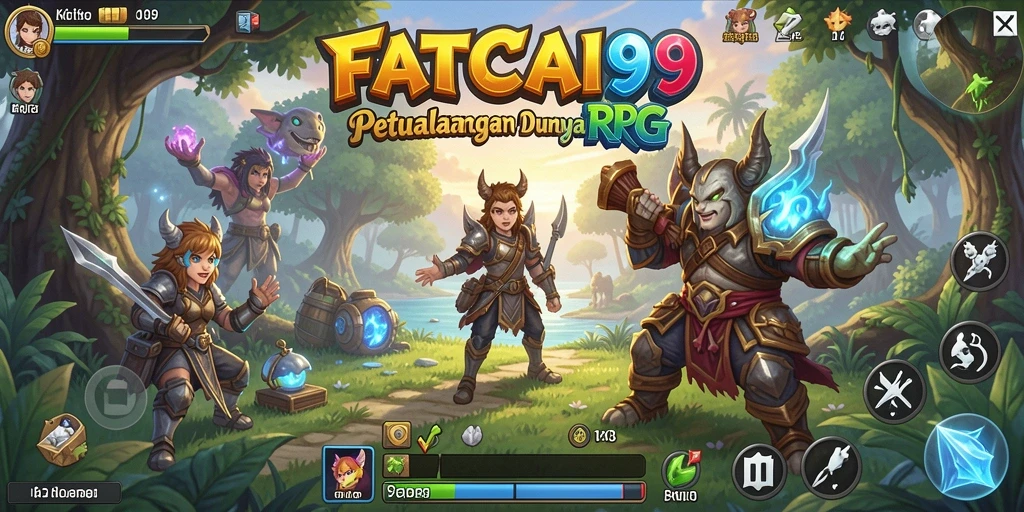 Screenshot gameplay FATCAI99 yang menampilkan pertarungan epik di dunia RPG.