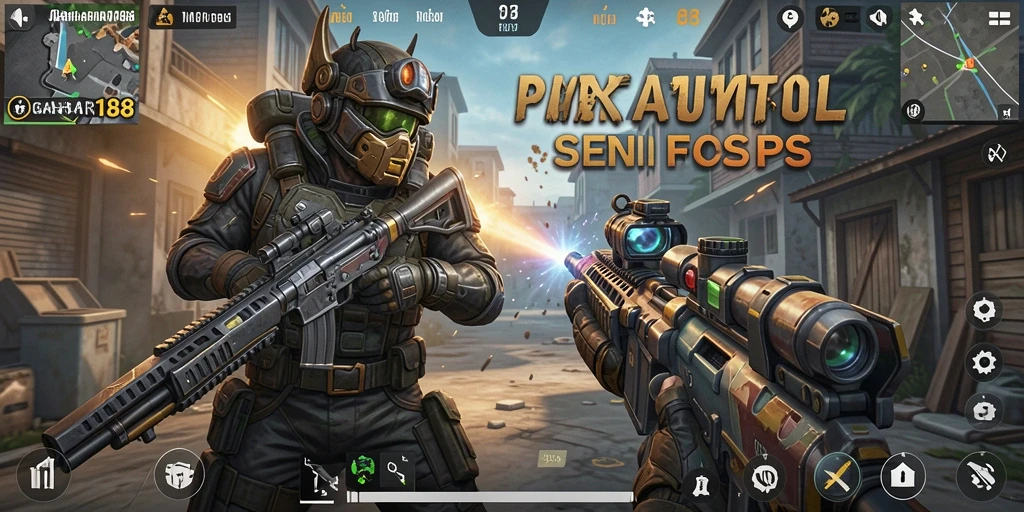Tangkapan layar gameplay GAHAR188 menunjukkan aksi seru dalam pertempuran FPS.
