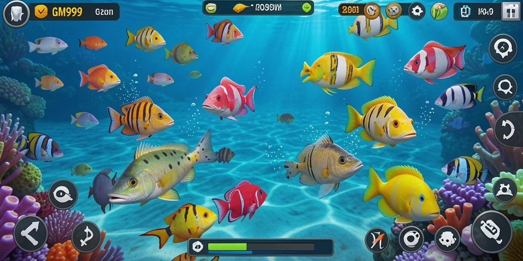 Tampilan gameplay seru GIM999 saat menembak ikan.