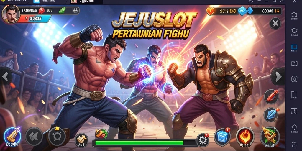 Tampilan seru dari gameplay JEJUSLOT yang penuh aksi Fighting.