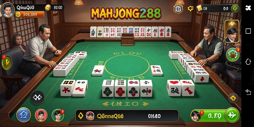 Tampilan menarik gameplay QiuQiu di MAHJONG288.