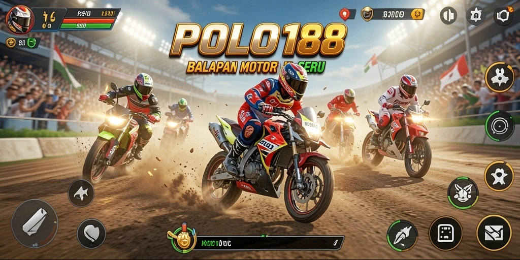 Screenshot gameplay POLO188 menampilkan balapan motor yang seru dan cepat.