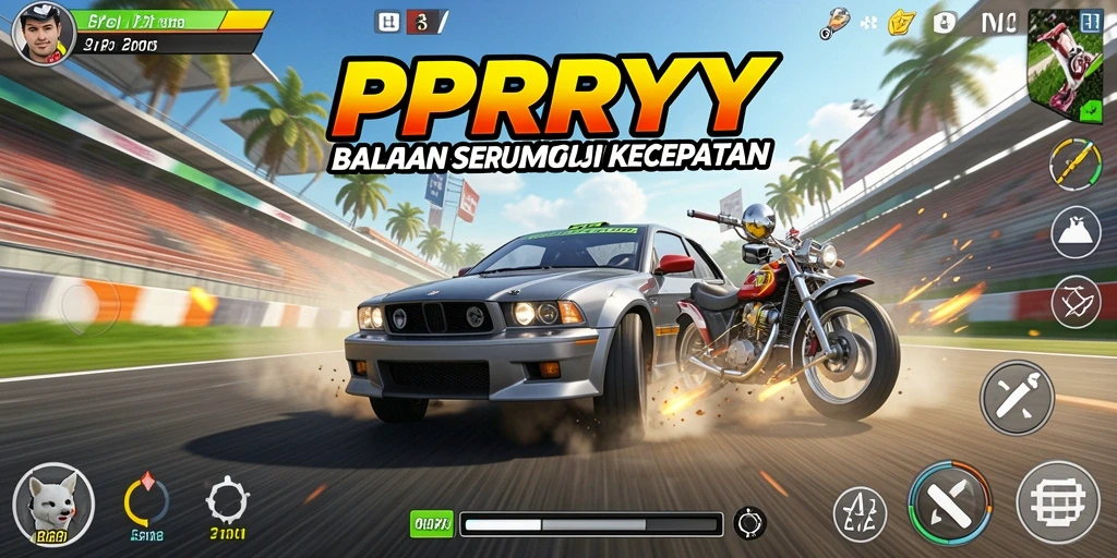 Gameplay seru di PPRRYY dengan suasana balap yang intens.