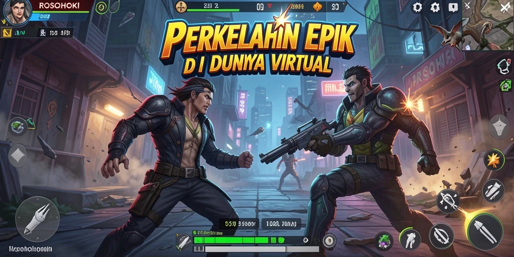 Tampilan karakter dalam permainan Fighting yang intens dan dinamis.
