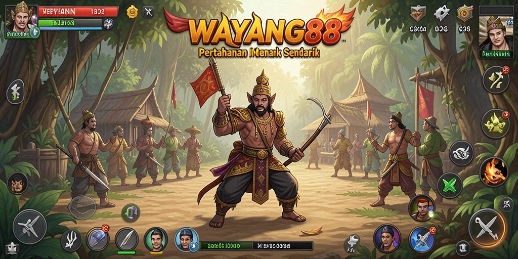 Gameplay WAYANG88 menampilkan karakter wayang dalam pertempuran menegangkan.